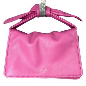 Ted Baker Nyalina Leather Knot Bow Handbag Or Crossbody Bright Pink Designer